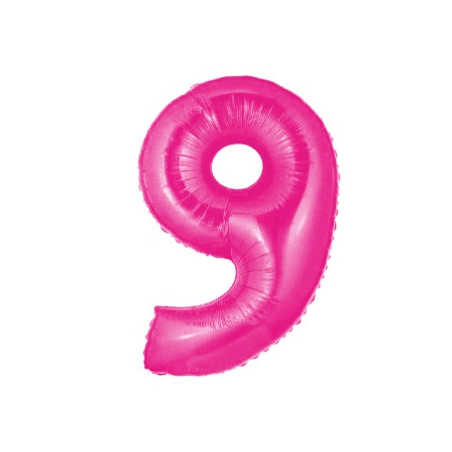 Ballon Géant Alu Rose Fushia 9 Ans Fête d'Anniversaire