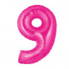 Ballon Géant Alu Rose Fushia 9 Ans Fête d'Anniversaire
