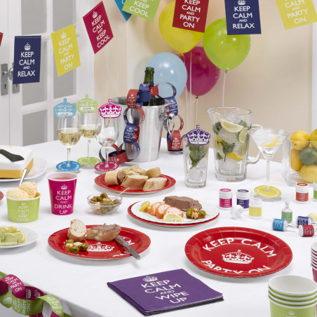 Assiettes jetables Keep Calm and Party On Anniversaire