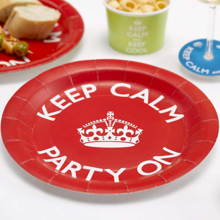 Assiettes jetables Keep Calm and Party On Anniversaire