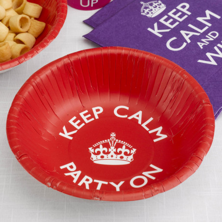 Assiettes creuses - bols jetables Keep Calm and Party On Anniversaire