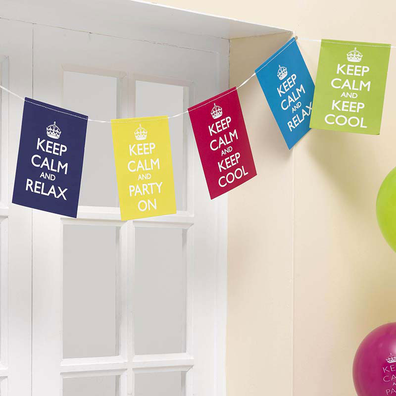 Banderole à fanions Keep Calm and Party On Multicolore