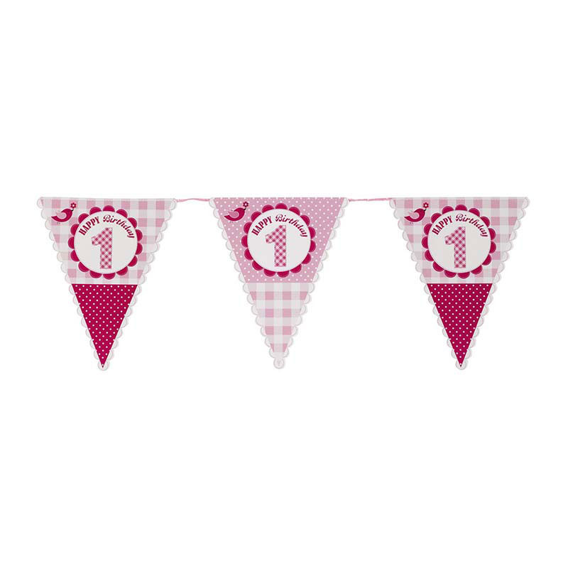 Banderole à Fanions Thème A Little Bird Rose Fushia