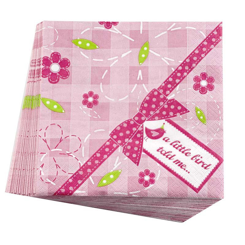 Serviettes en papier à Thème A Little Bird Rose Fushia