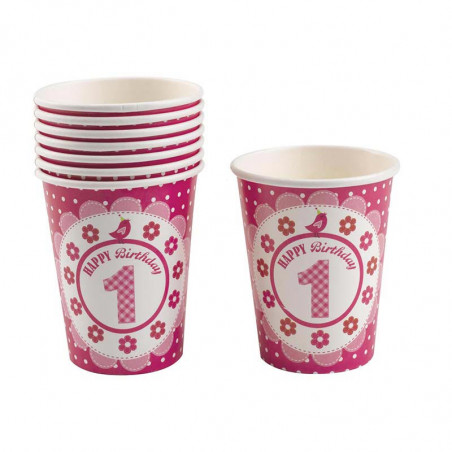 Verres à Thème Premier Anniversaire A Little Bird Rose Fushia Verres à Thème Premier Anniversaire A Little Bird Rose Fushia