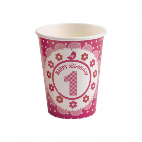 Verres à Thème Premier Anniversaire A Little Bird Rose Fushia Verres à Thème Premier Anniversaire A Little Bird Rose Fushia