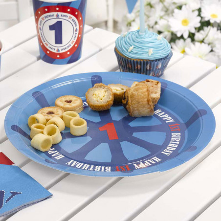 Grandes Assiettes Premier Anniversaire Happy Birthday Thème Petit Bateau Grandes Assiettes Premier Anniversaire Happy Birthday Thème Petit Bateau