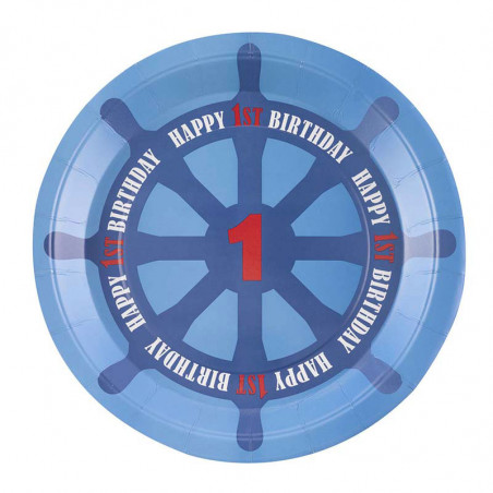 Grandes Assiettes Premier Anniversaire Happy Birthday Thème Petit Bateau Grandes Assiettes Premier Anniversaire Happy Birthday Thème Petit Bateau