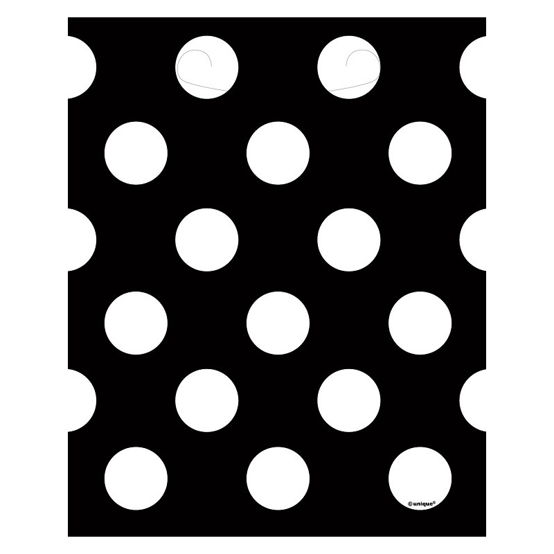 8 Sachets Cadeaux Invités en plastique Noir à pois