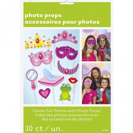 Kit 10 accessoires Photobooth Anniversaire Princesse