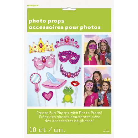 Kit 10 accessoires Photobooth Anniversaire Princesse