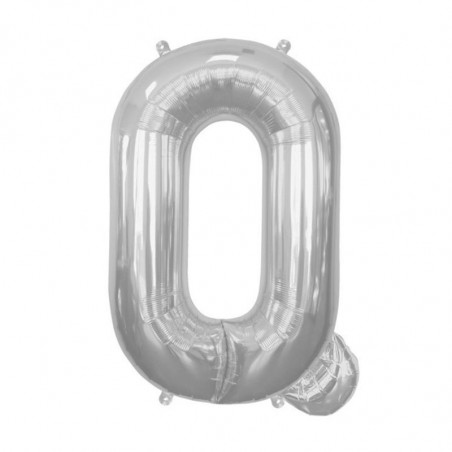 Ballon 1 mètre Q Alu Lettre Gris Argent Mylar