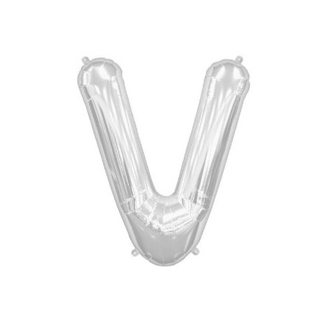 Ballon 1 mètre V Alu Lettre Gris Argent Mylar Ballon 1 mètre V Alu Lettre Gris Argent Mylar