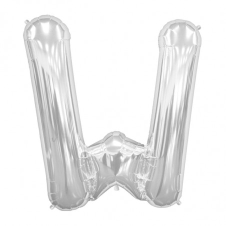 Ballon 1 mètre W Alu Lettre Gris Argent Mylar Ballon 1 mètre W Alu Lettre Gris Argent Mylar
