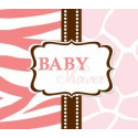 Cartes Invitation par 8 Baby Shower Safari rose + Enveloppe