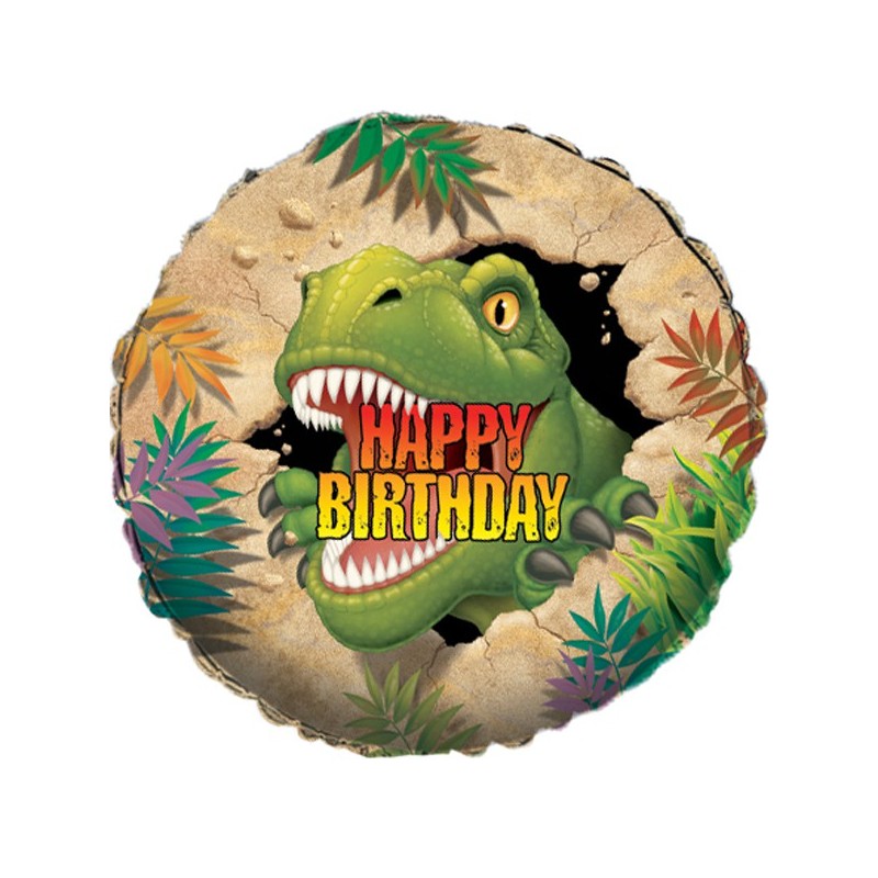 Ballon Rond Alu Premium Anniversaire Dinosaure Tyrannosaure Tyrex