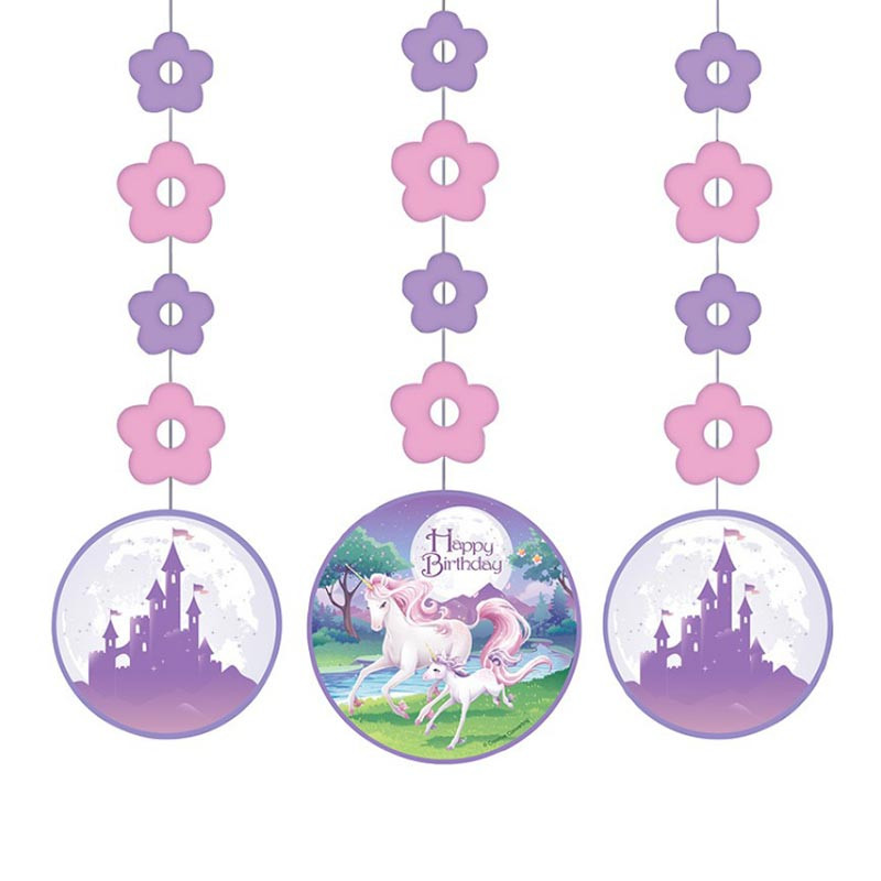 3 Guirlandes à Suspendre Licorne Fantaisie Anniversaire