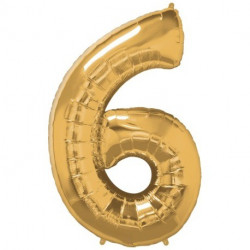 ballon alu géant chiffre numéro 6 six or doré fête d'anniversaire