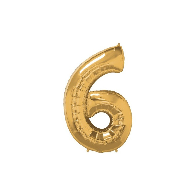 Ballon Géant Alu Or Doré Chiffre 6 An Fête d'Anniversaire