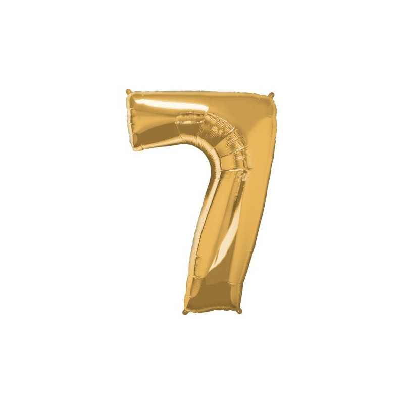 Ballon Géant Alu Or Doré Chiffre 7 An Fête d'Anniversaire