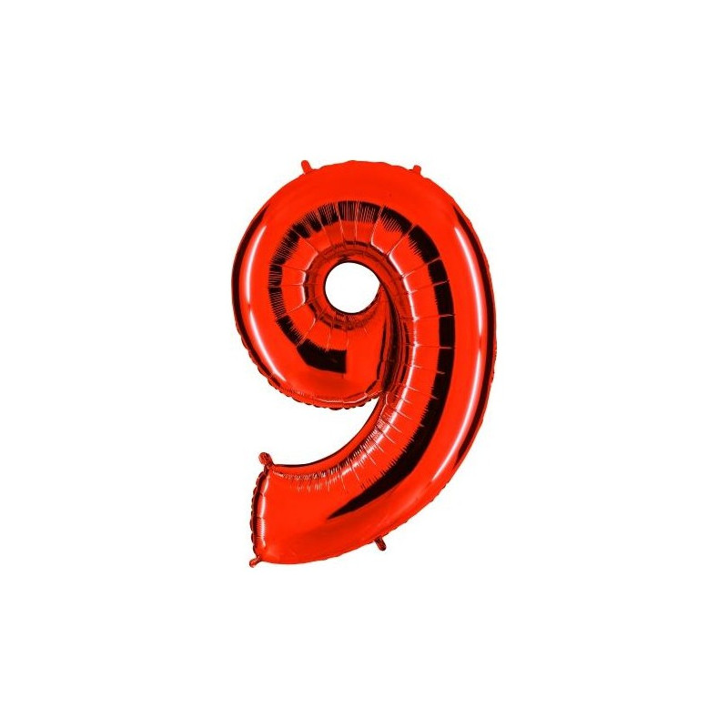 Ballon Géant Alu Rouge Chiffre 9 Ans Fête d'Anniversaire