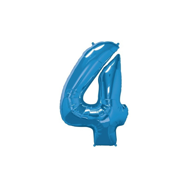 ballon alu géant chiffre 4 bleu foncé pour fêter un anniversaire