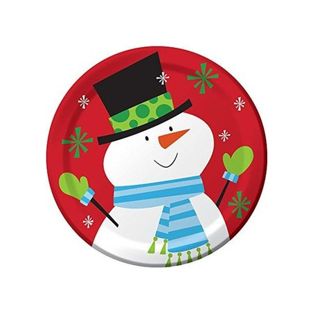 Petites Assiettes Premium Bonhomme de Neige Noël en papier Petites Assiettes Premium Bonhomme de Neige Noël en papier