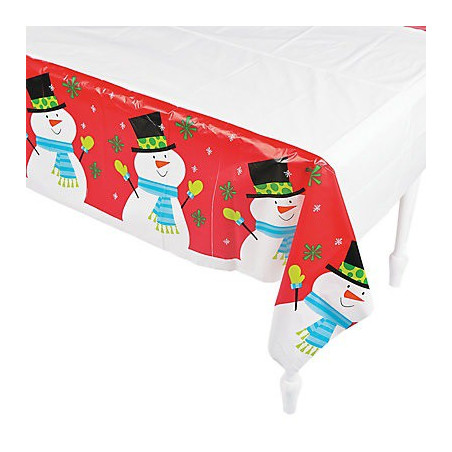 Nappe en Plastique Bonhomme de Neige Noël en papier