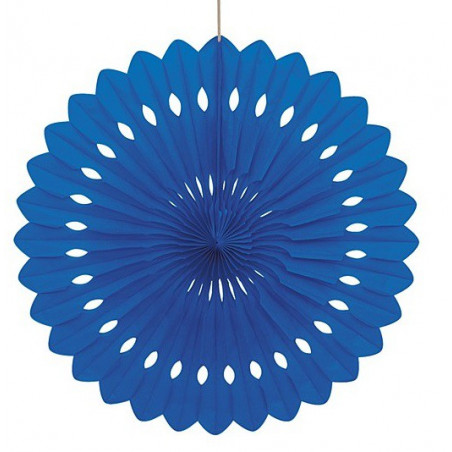 Rosace Eventail Bleu de fête 40 cm Papier de Riz