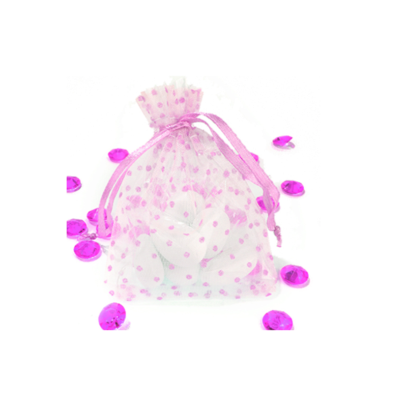6 Ballotins Organza à Pois rose clair