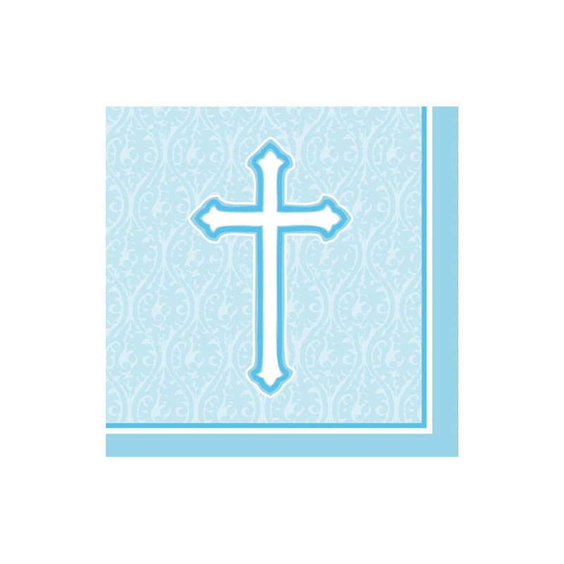 Serviettes en Papier Croix Baptême et Communion Garçon