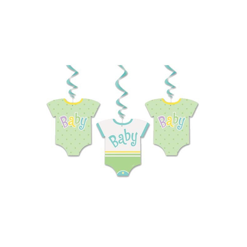 3 DECO swirls avec störchen Baby shower Naissance Fête Deco décoration guirlandes