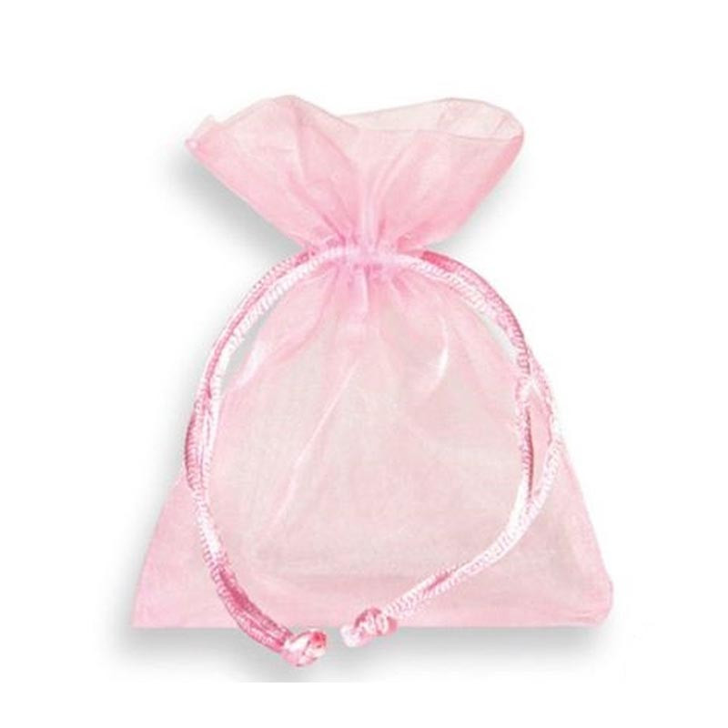 10 Sachets Ballotins Organza Rose Clair à dragées
