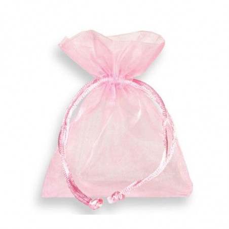 10 Sachets Ballotins Organza Rose Clair à dragées