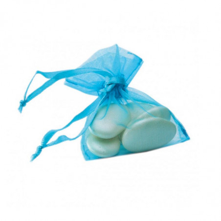 10 Sachets Ballotins Organza Bleu Turquoise à dragées