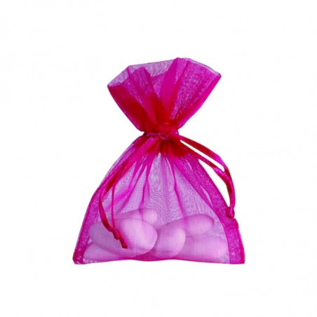 10 Sachets Ballotins Organza Rose Fushia à dragées