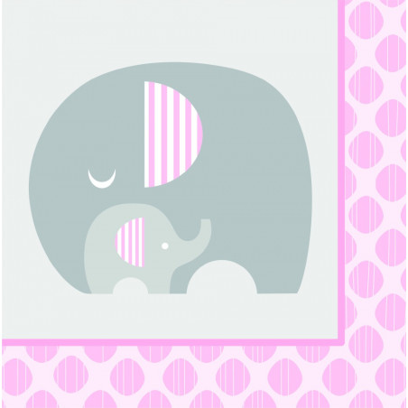 Serviettes en Papier Baby Shower Elephant Pastel