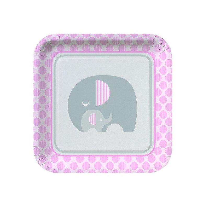 Grandes Assiettes en Papier Elephant Pastel