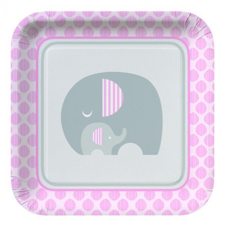 Grandes Assiettes en Papier Elephant Pastel