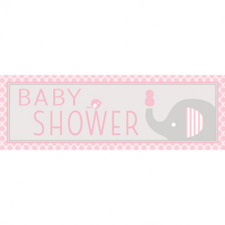 Banderole Géant Baby Shower Elephant Pastel