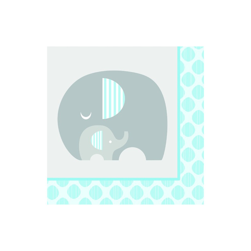 Serviettes en Papier Elephant Bleu Pastel