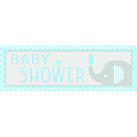 Banderole Géant Baby Shower Elephant Bleu Pastel