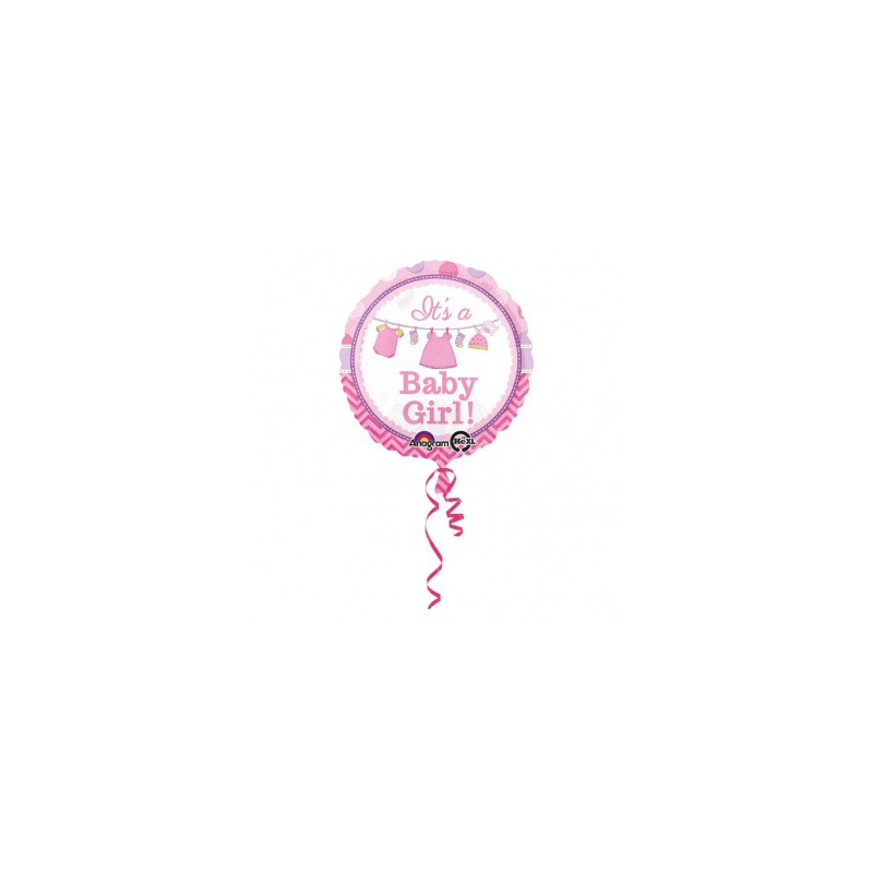 Ballon Hélium Rond Baby Shower rose It's a Girl
