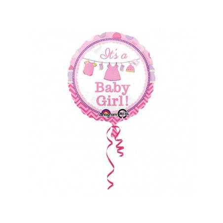 Ballon Hélium Rond Baby Shower rose It's a Girl