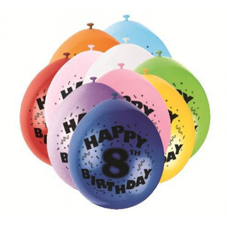 10 Ballons Anniversaire Latex 8 ans