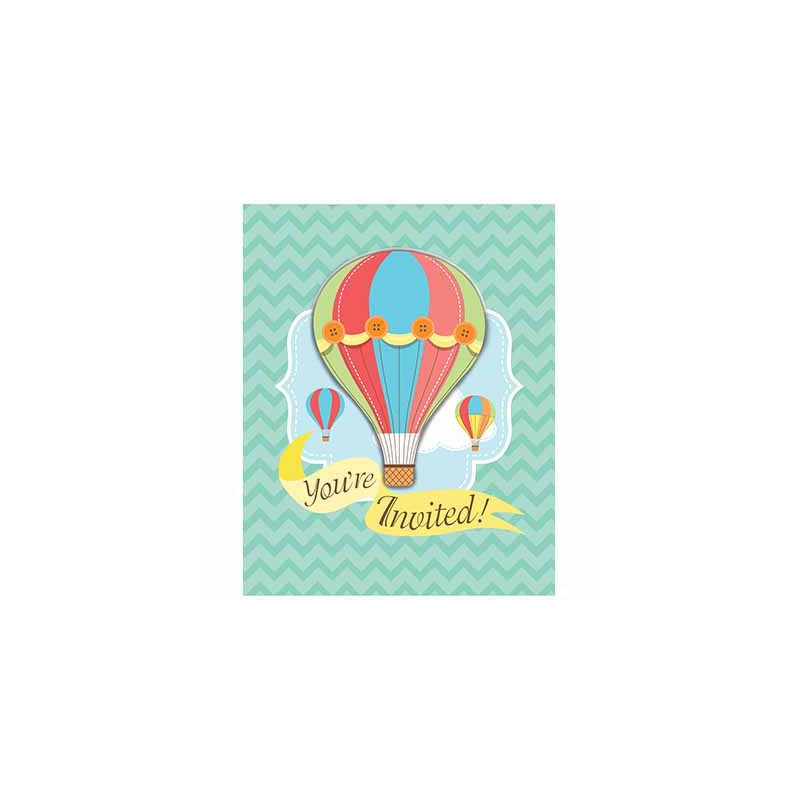 Anniversaire Bapteme Theme Montgolfieres Invitation Carte