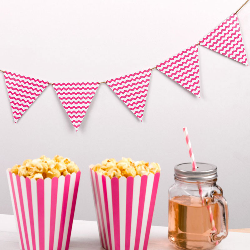 Banderole à fanions Carnaval Rose Vagues