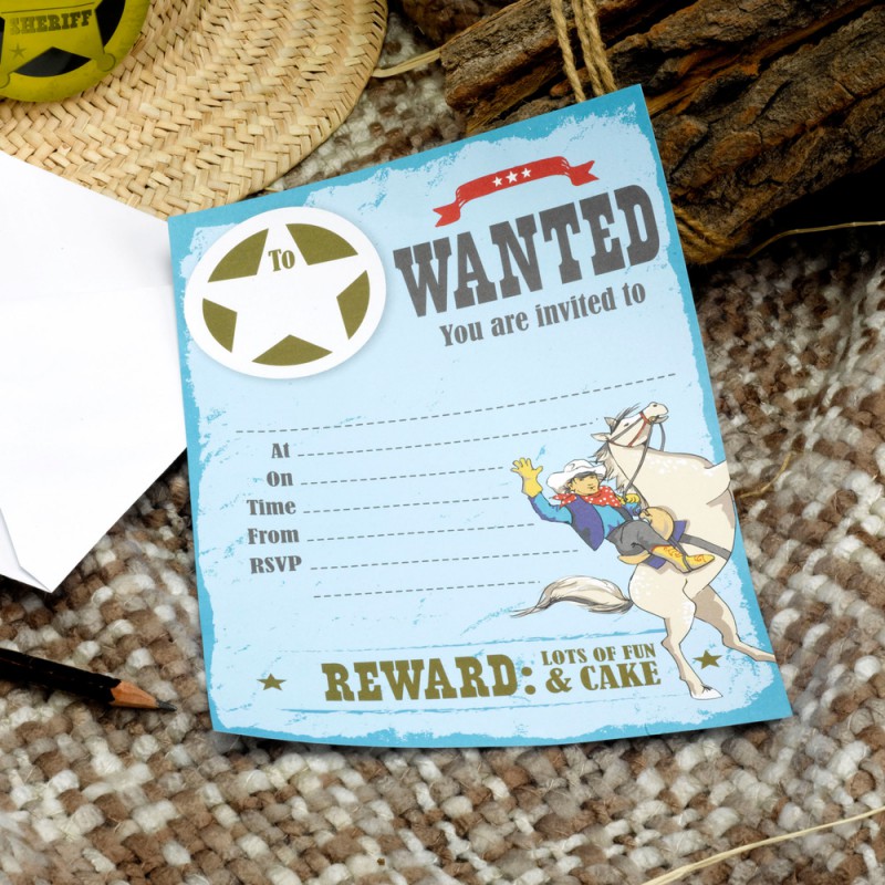 Invitation En Papier Anniversaire Theme Cowboys De L Ouest