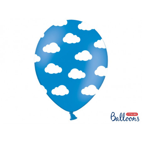 Ballons latex Bleu motifs Nuages Avion dans les nuages