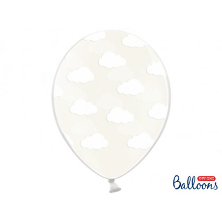 Ballons latex Transparents motifs Nuages Avion dans les nuages